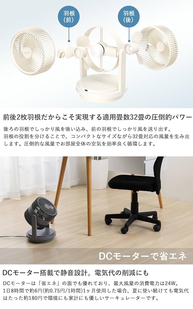 N4M 簡単分解 丸洗い 32畳対応 2枚羽根 ツインブレード3DDCサーキュレ Amazon | 【パワフル2枚羽根 38畳】 QUADS ツインブレード DC